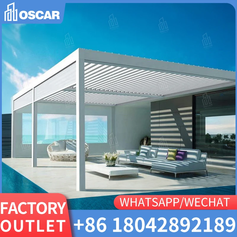 

Luxury Patio Automatic Smart Cover Louver Roof System Waterproof Garden Aluminium Outdoor Motorized Pergolas