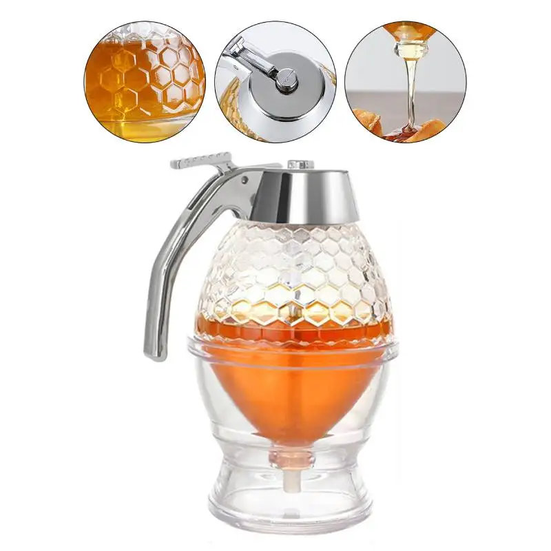 Portable Honey Jar Oil Syrup Storage Kettle Suitable for Juice Honeybee Kitchen Liquid Pot Container Kitchen Storage Supplies