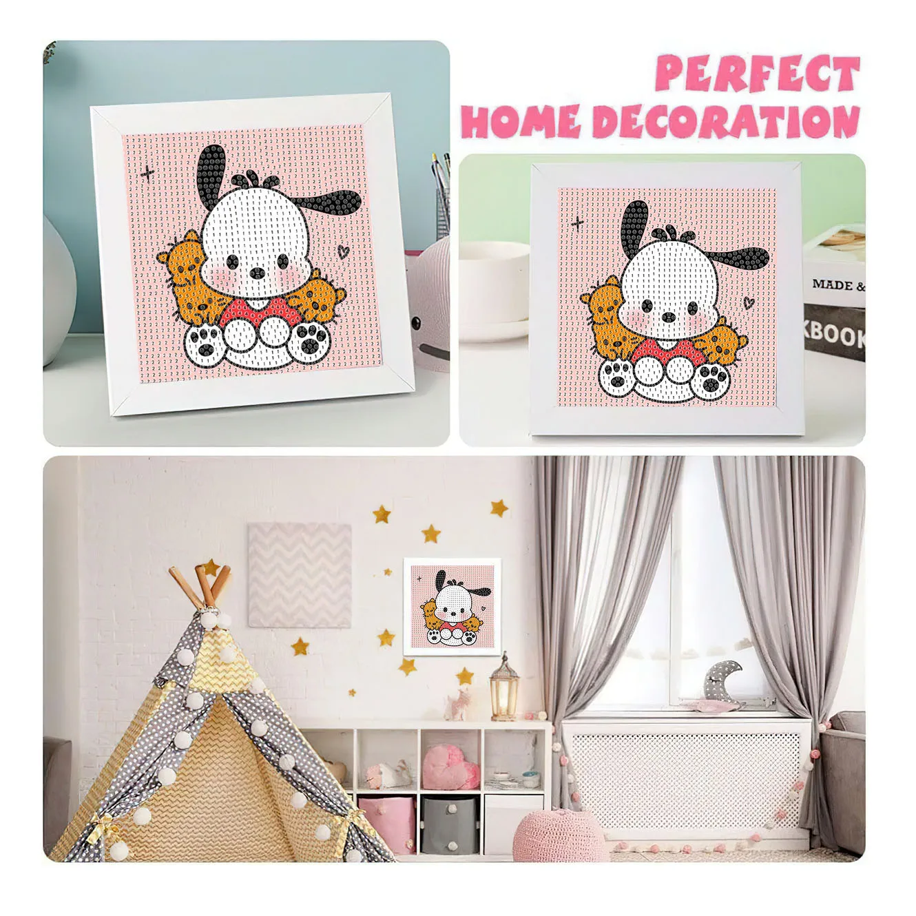 

Sanrio Cartoon Pacha Dog Crystal Diamond Frame Decorative Painting 5D Couple DIY Cross Embroidery Kit Birthday Gift Desktop Art