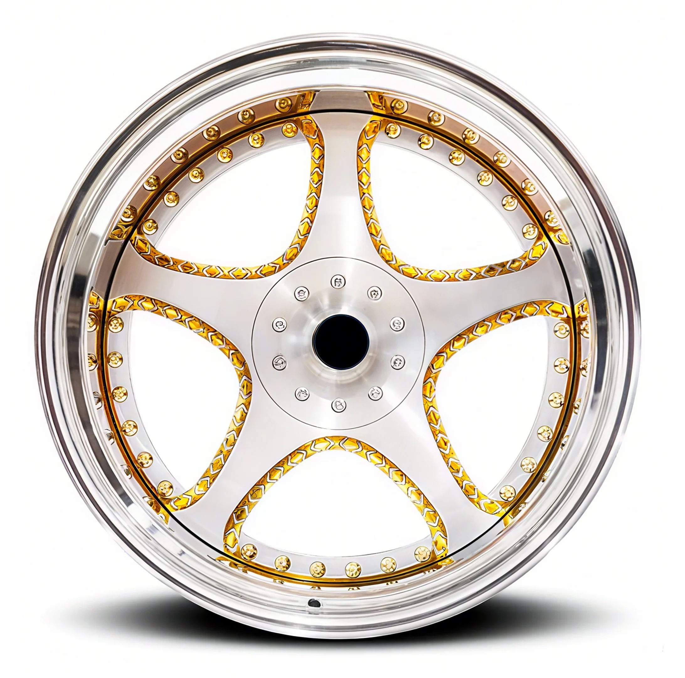 

2 PCs Forged Wheels Customized Made, Golden Surface Polished Large Aluminum Cap, Support Various Sizes Widths and Finish