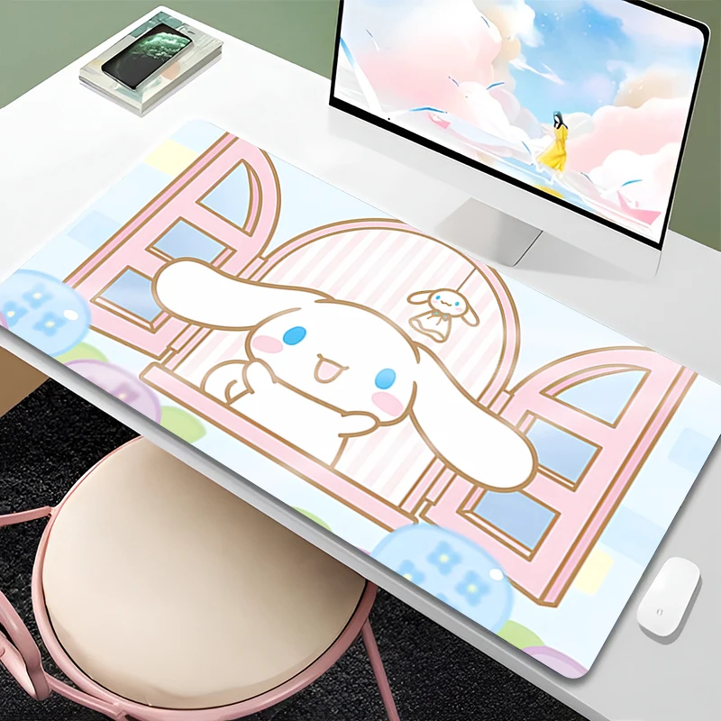 Large Gaming Customized Cinnamoroll Mouse pad Office desk mat Game keyboard pad Desk Mats Sanrio Home Decor ground mat coaster