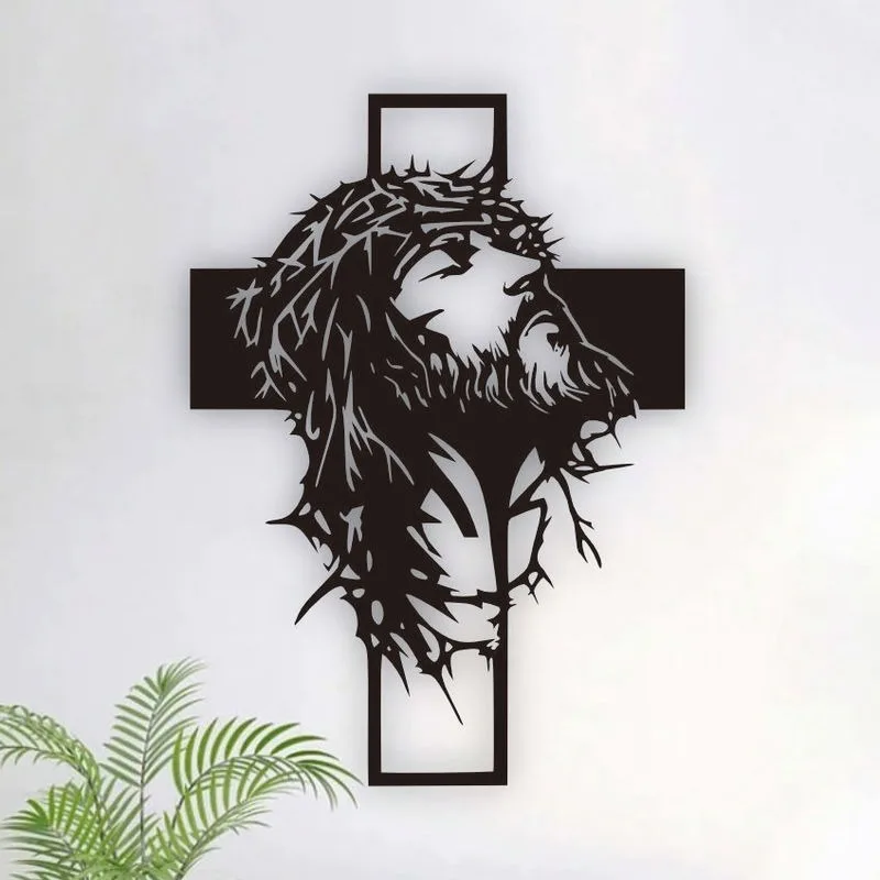 CIFBUY Metal Wall Art Jesus Cross Iron Hanging Plaque Rustproof Sculpture for Home Church Prayer Room Decor Accent Stylish
