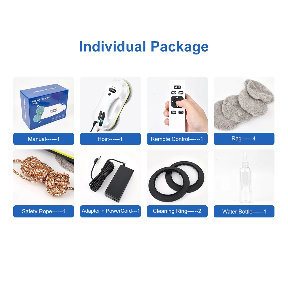 PuRuiKai 2025 Robotic Window Cleaner – AI-Powered Streak-Free for Glass/Patio Doors/Tiles Ultra-Quiet & Remote Control  PRK-309