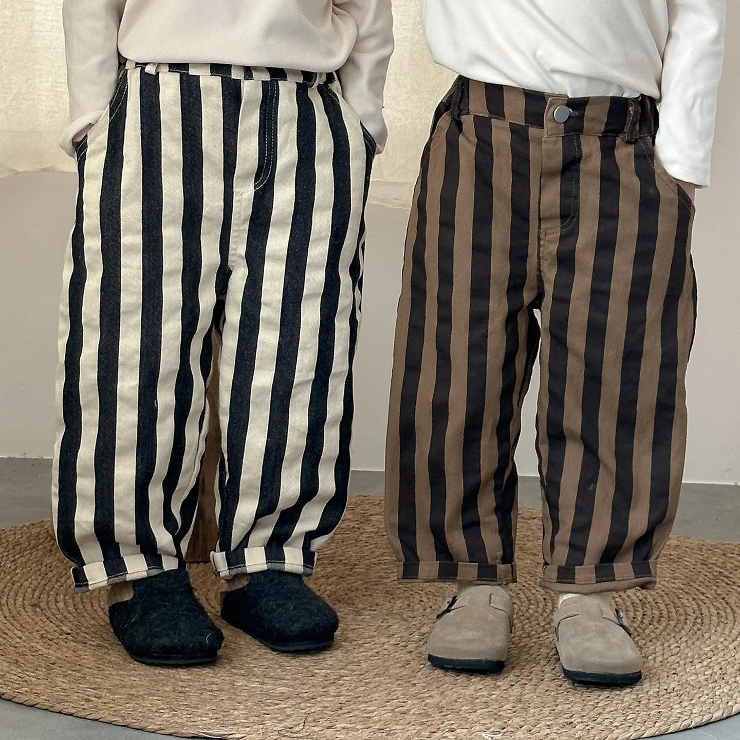 

2025 Autumn New Children Striped Trousers Cotton Boys Casual Pants Girls Loose Pants Kids Harem Pants Fashion Baby Clothes