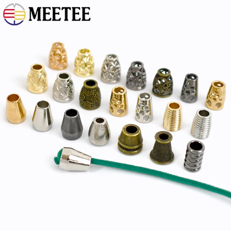 30Pcs Meetee Metal Cord Lock Stopper DIY Pants Cap Rope End Clasp Bolt Clips Button Garment Paracord Shoes Accessories