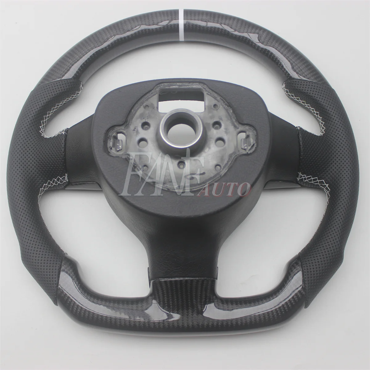 White Real Carbon Fiber Steering Wheel with Leather for VW Volkswagen Jetta Mk5 Golf 5 GTI R32 EOS Passat B6 Bora Caddy