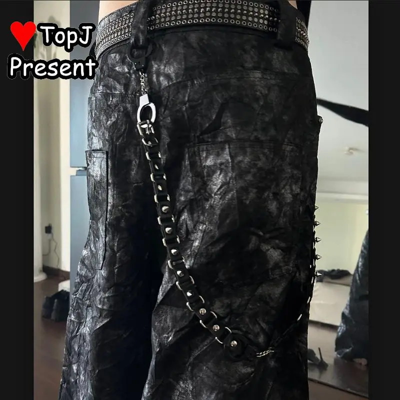 Punk Girls Women’s Waist Chain Belt Ladies Gothic Lolita Pant Chains Handcuffs Necklaces Rivets Versatile Handmade Accessories