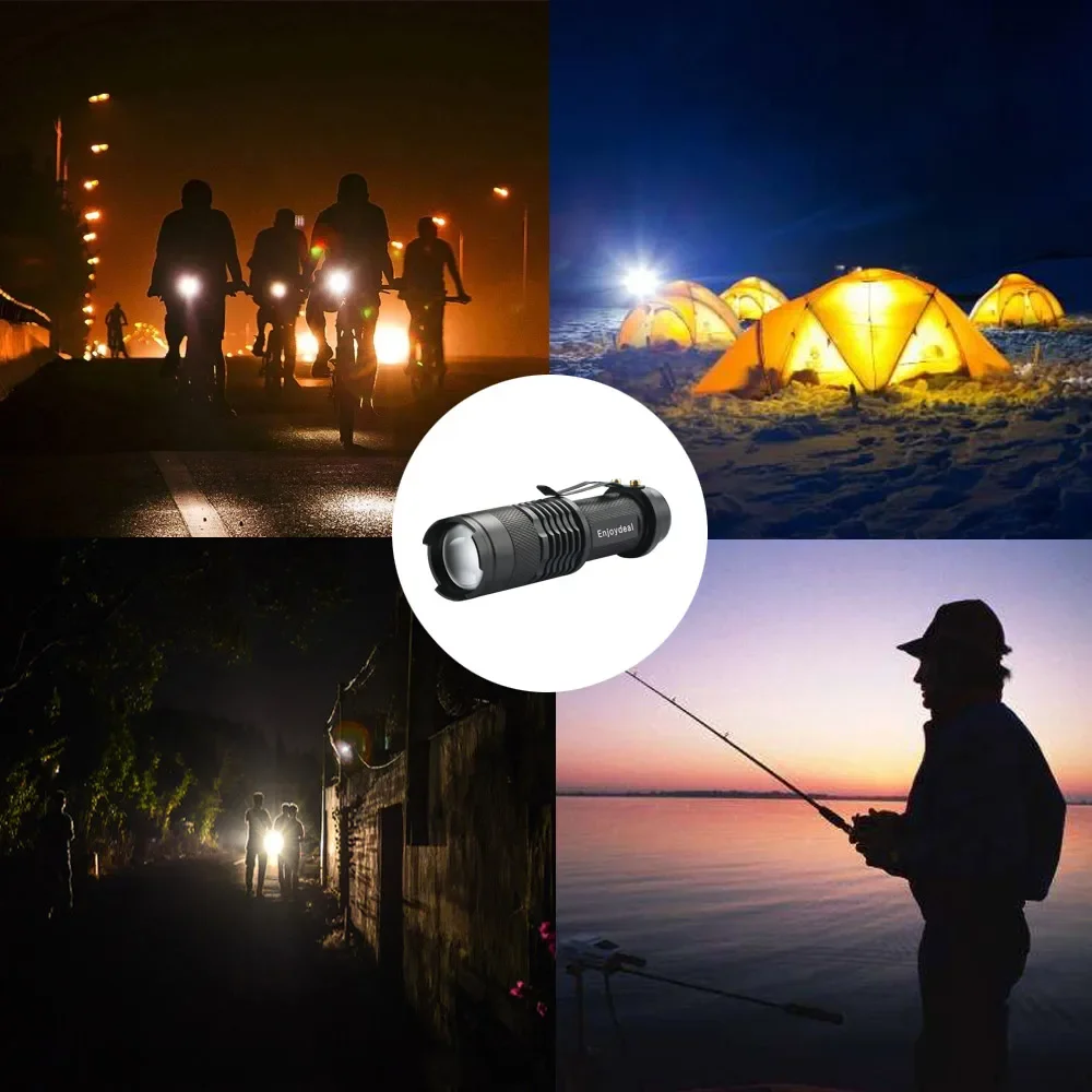 1PC Mini Flashlight 2000 Lumens LED Flashlight Torch AA/14500 Adjustable Zoom Focus Torch Lamp Penlight Waterproof  Outdoor