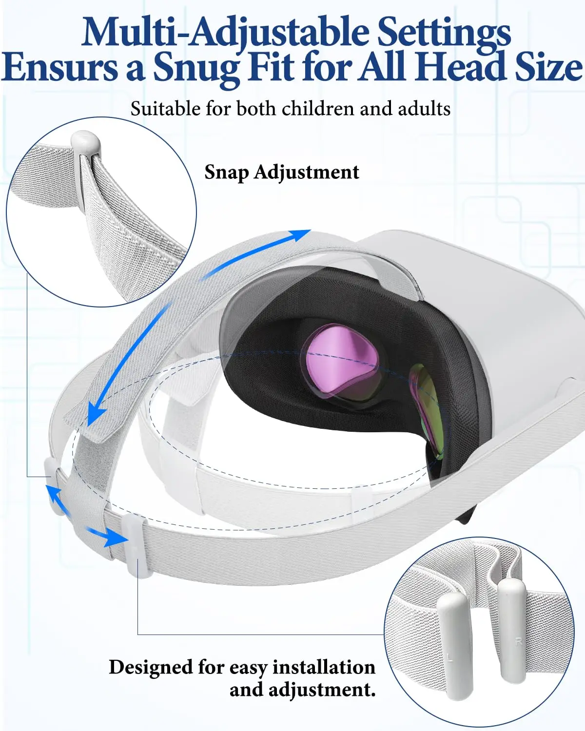 Correa de cabeza Original de repuesto para auriculares Oculus Quest 2 VR con tapas de agarre para pulgar de controlador de 6 uds para accesorios Meta Quest 2