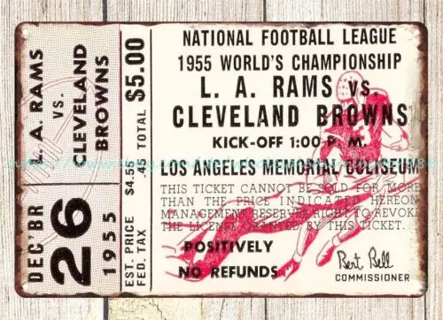 1955 football Ticket metal tin sign  vs