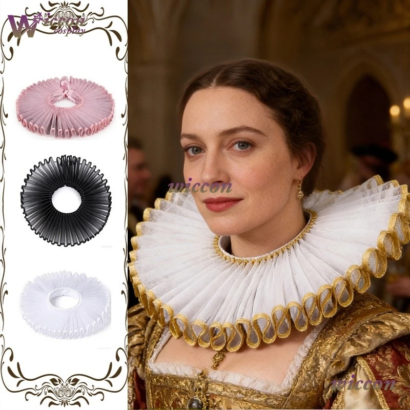 Kosplay Detachable Shakespeare Neck Ruffled Collar Vintage Opera Renaissance False Collar Victorian Elegant Retro Ruff Collar
