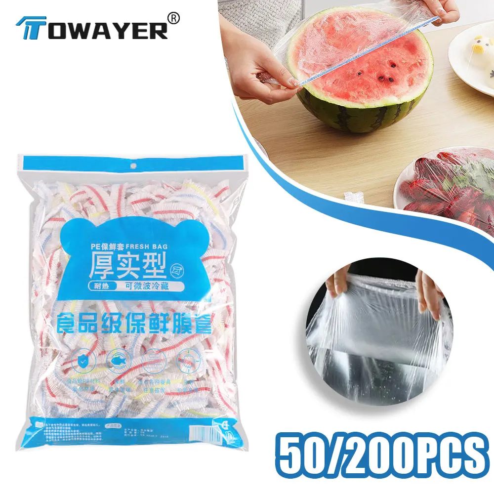 Colorful Disposable Food Cover Food Grade Fresh-keeping Plastic Bags Vegetable Fruit Food Bowl Cover Kitchen Storage Accessories