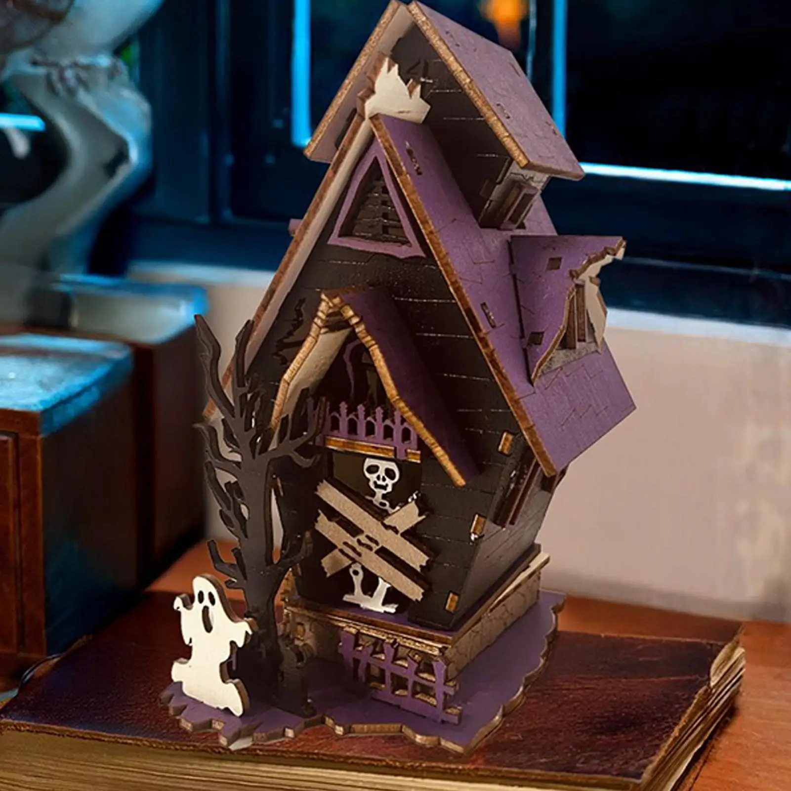Halloween Huis Bouwstenen Trendy Halloween Decor 3D Verlichte Rustieke Middelpunt Horror Voor Open Haard Eetkamer Party Home