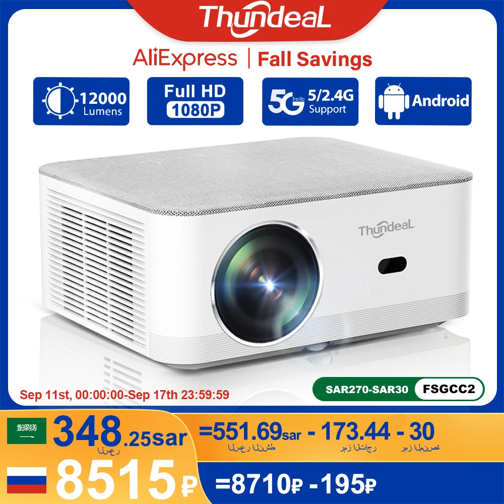 ThundeaL Mini proyector portátil TD92 Pro FHD 1080P Full HD haz 4K vídeo WiFi Android proyector TD92Pro 3D película cine en casa