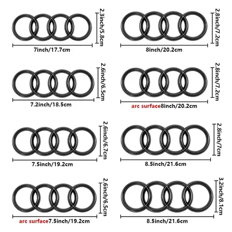 4Rings Logo ABS Chrome Black For Audi  A3 A4 A5 A6 A7 A8 C7 C6 C5 B5 B6 B7 TT Car Front Hood Emblem Bonnet Auto Badge Rear Trunk