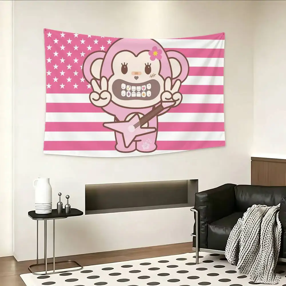 Cute M-Mafavarchive Braces Monkey Flag Outdoor Decorations for Bedrooms Home Decor Items Decoration Banners