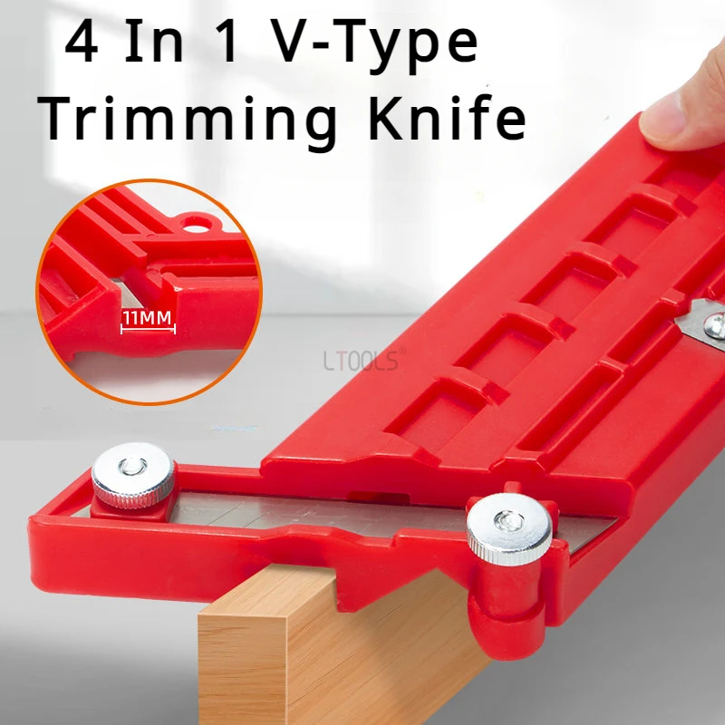 4 In 1 V-Type Trimming Knife 45° Beveling Cut Plane Gypsum Board/Plank Burrs Wear Resistant Cutter DIY Hand Woodworking Tool Set