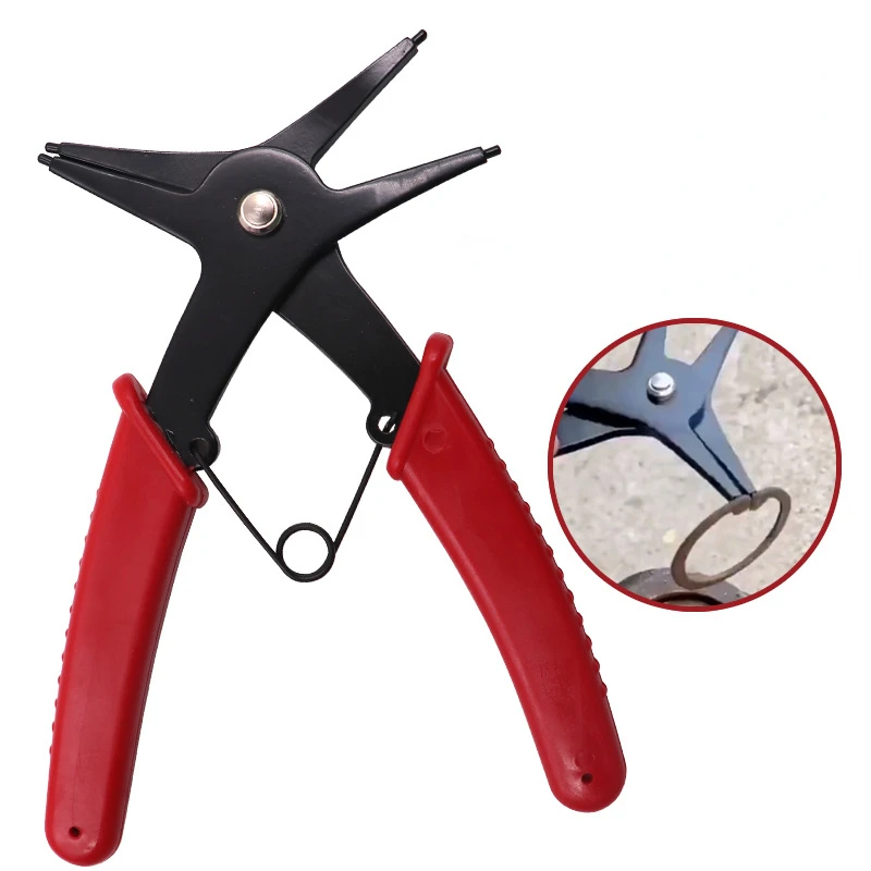 Snap Ring Pliers Dual Purpose Snap Ring Pliers Door Shaft Hole Type Snap Yellow Inner Curved Ring Pliers Hand Tools