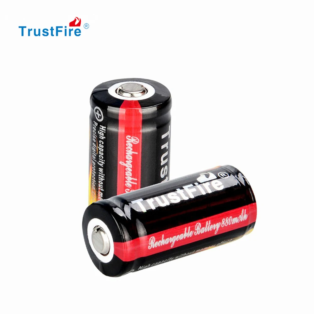 

TrustFire Original 16340 750mAh 3.7V Rechargeable Li-Ion Battery 500 Times Suitable For Flashlight And RC Toy PCB / No PCB