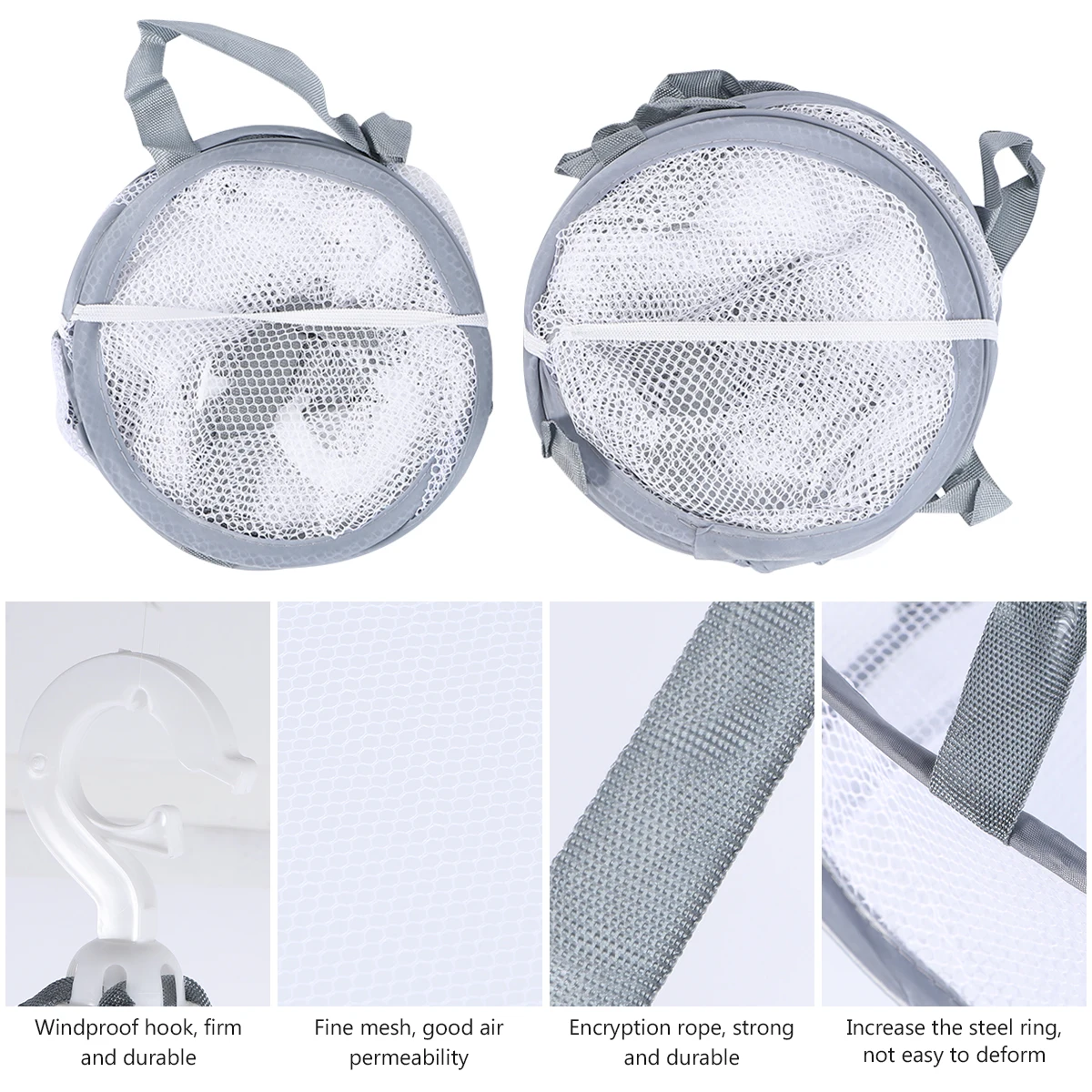 

2pcs Iron Hanging Basket for Clothes Drying Sock Hangers Sweater Tuck Net White Space Saving Wardrobe Organizer