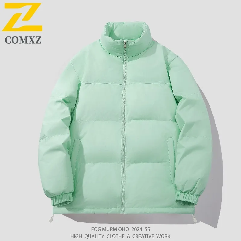 COMXZ Classic Stand Collar Men Down Jacket Casual Hiking Travel Cold Resistant Parka Daily Style Thickened Warm Winter Down Coat