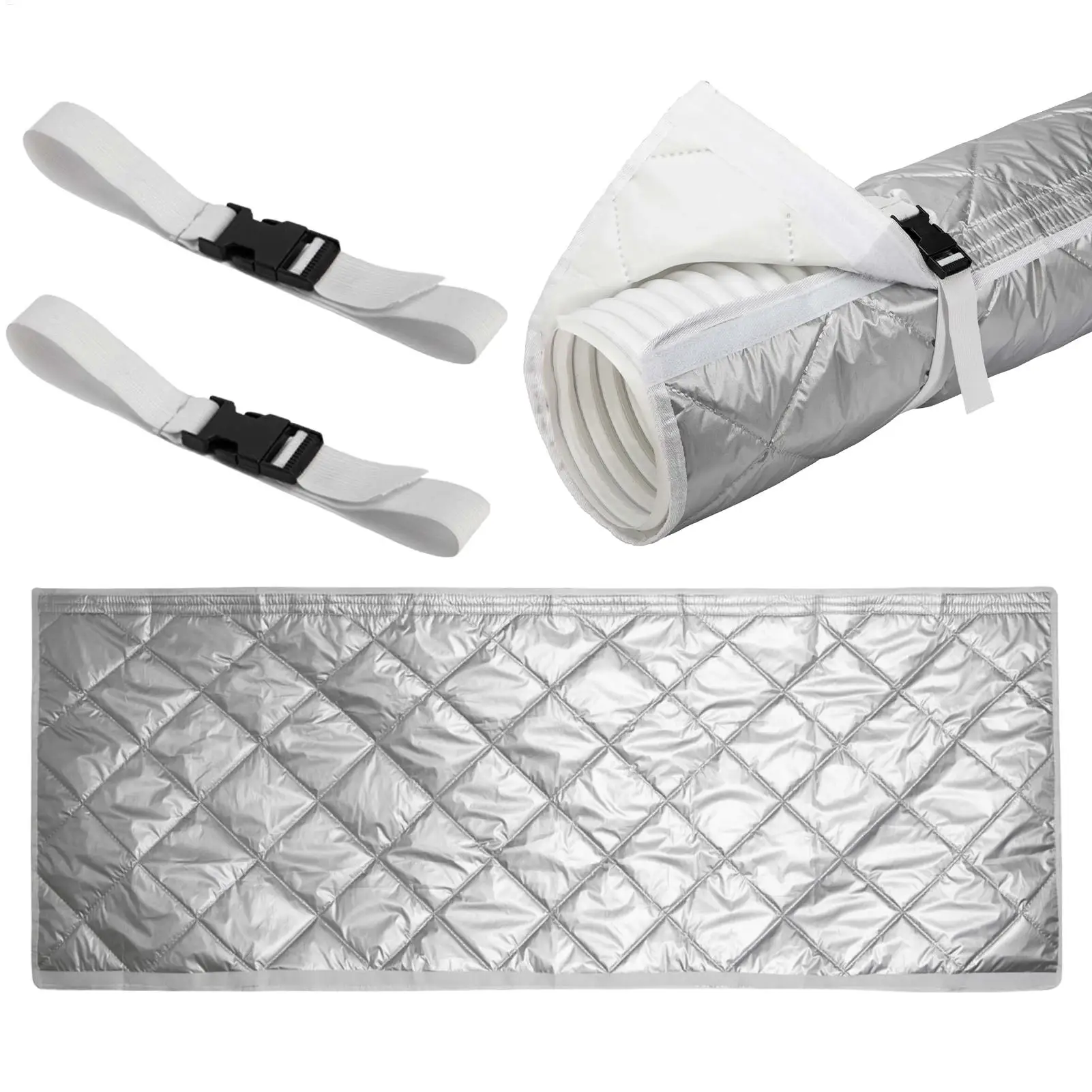 Portable AC Hose Wrap Quilting Protective Sleeve AC Insulated Hose Wrap with 2 Adjustable Buckle Straps for 5.9 Inch Diameter