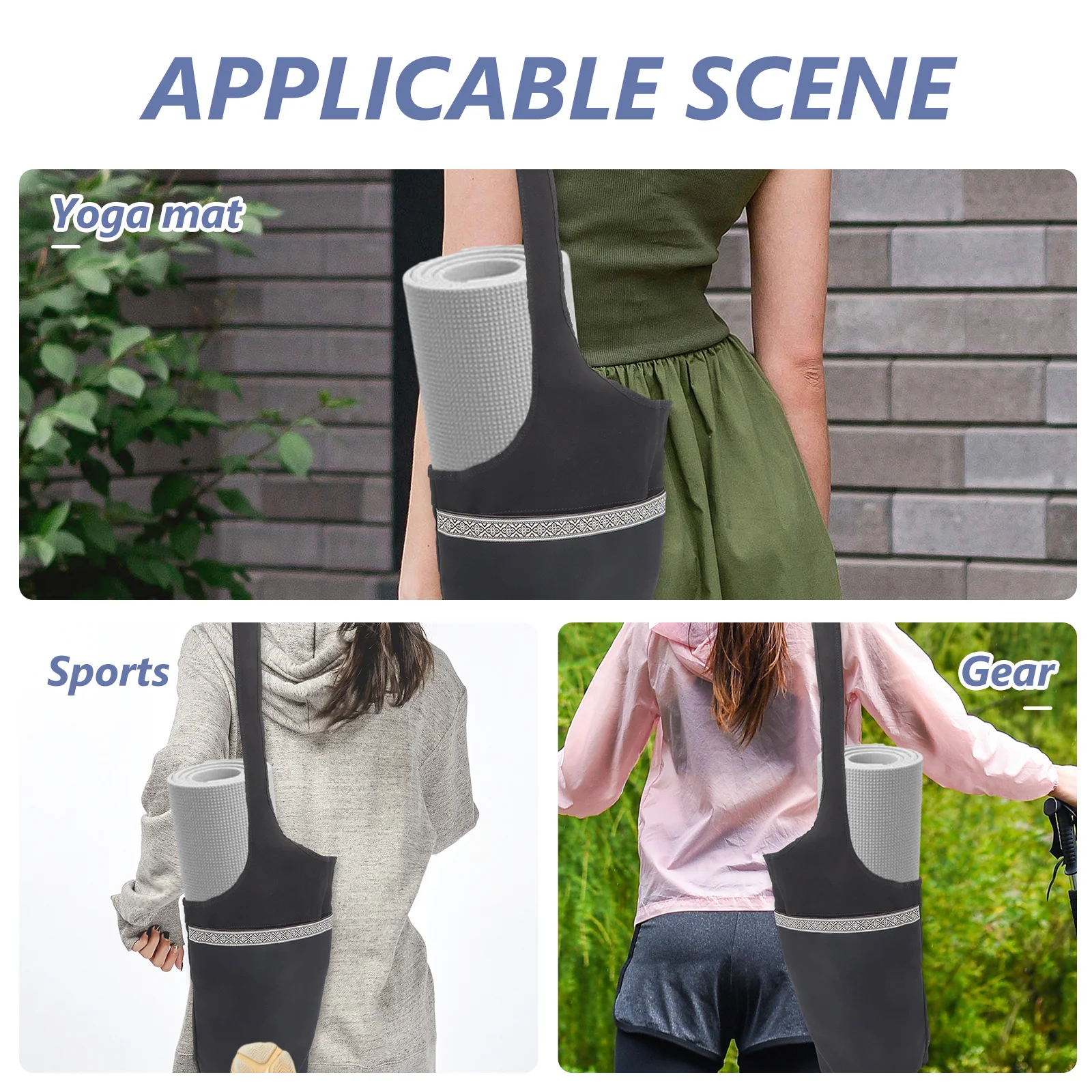 Yoga Mat Storage Bag Lightweight Canvas Yoga Carrier Portable Fitness Organizer Large Opening For Easy Carry Shoulder Strap