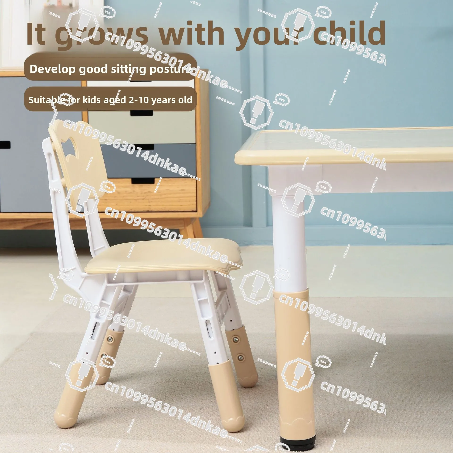 Table and Chair Set Lifting Table Graffiti Painting Desk Multifunctional Study Table
