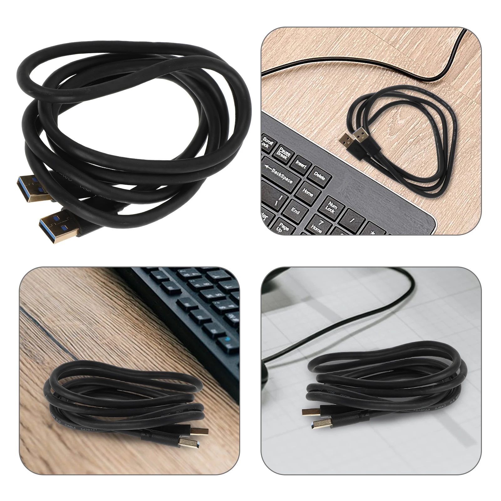 

High Speed To Dual-Ended Male To Male Data Transfer For Hard Drive Laptop Hub Extension Cord Black Data Cable For Usb