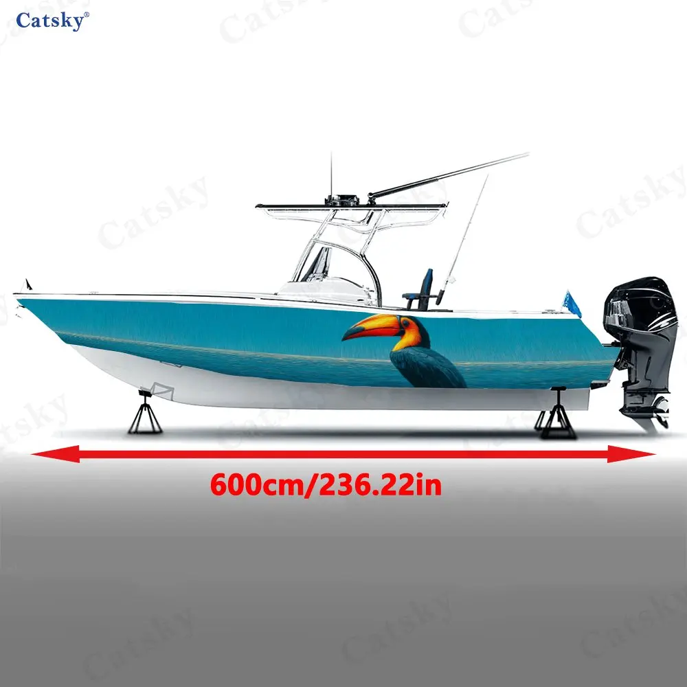 Orange Beak Toucan Boat Stickers, PVC Waterproof Durable Vinyl Wrap Decals for Fishing Boats, Durable and Stylish Design