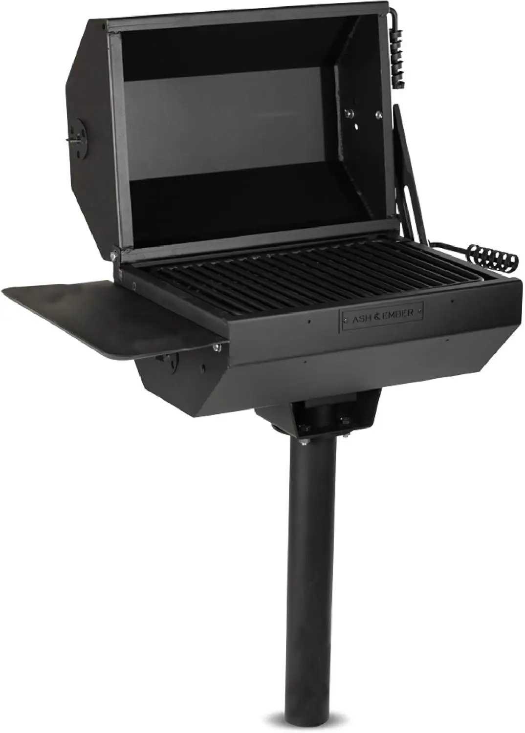 

Ash & Ember Park-Style Grill/Smoker, 390 Sq. Inch Charcoal Grill with Cover, 21" x 15" Grate, Side Shelf for Food Prep & Accesso