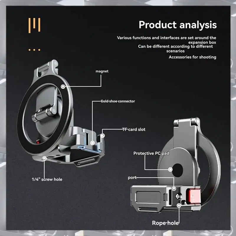 Hot Selling-Magnetic Adapter Withfill Light Fordji Pocket 3 Teleprompter Mount Base Camera Live Streaming Bracket Expansion Fram