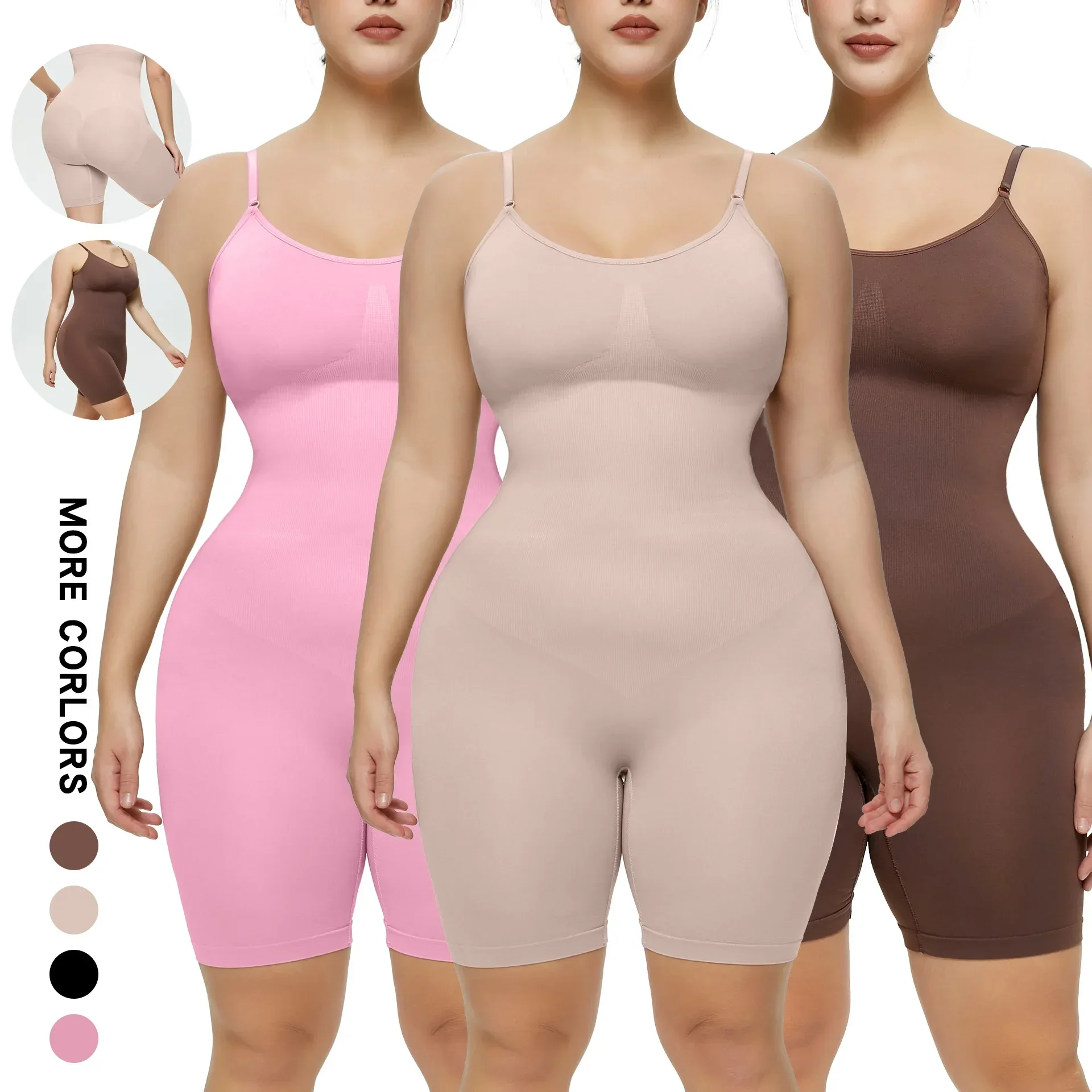 Women Seamless Bodysuit Compression Open Crotch Shapewear Push Up Fajas Colombianas Corset Full Body Shaper Slimming Butt Lifter
