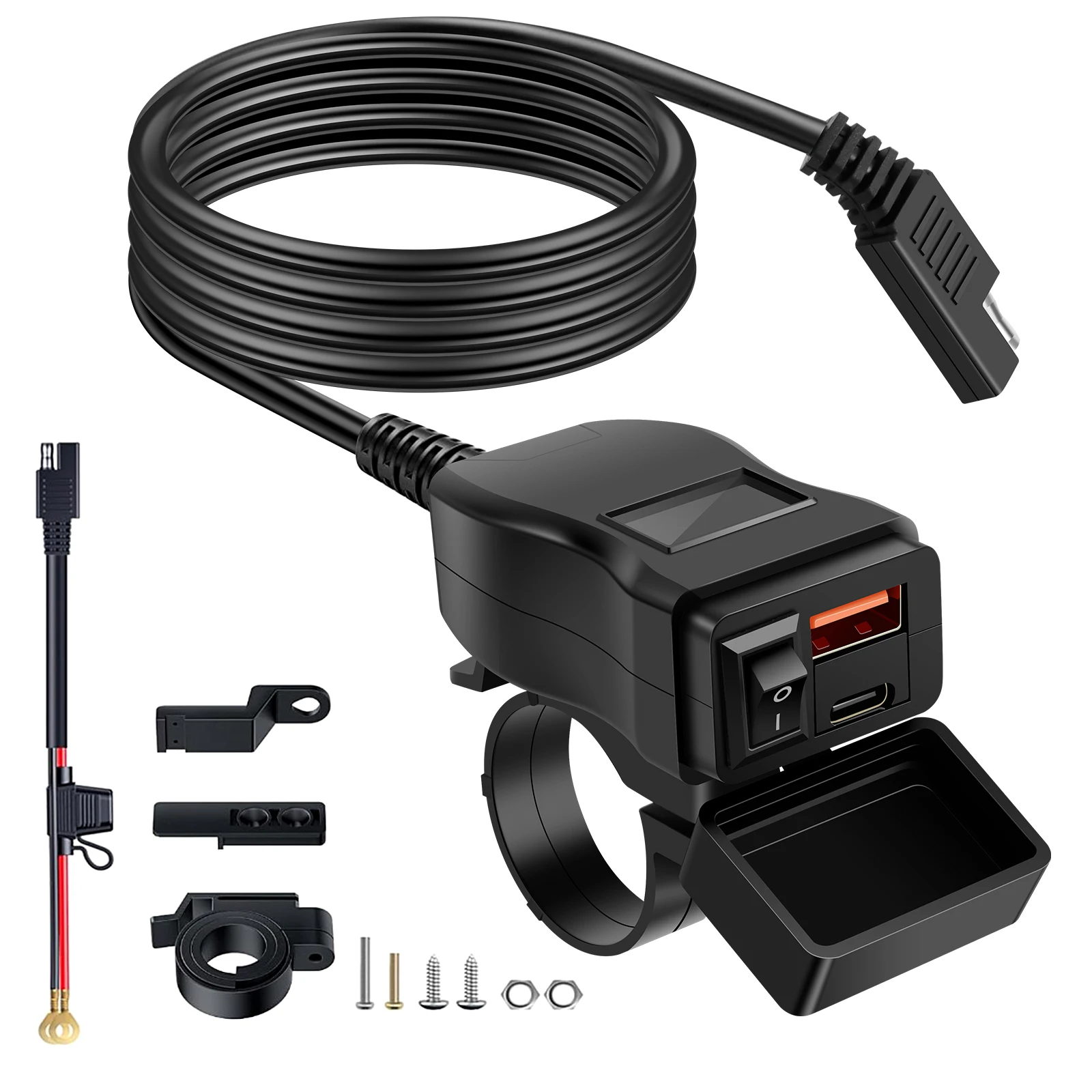 Motorcycle USB Phone Charger Dual USB Type C Quick Charge 3.0 Waterproof Motorcycle USB Port Fast Charging for Motorcycle Tools