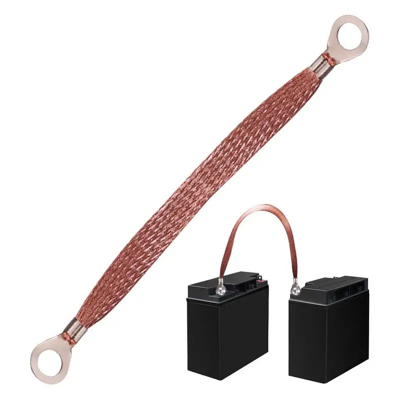 

Engine Ground Strap High Conductivity Braided Copper Ground Strap Automotive Flat Ring Terminals Universal Car Wire Ground Strap