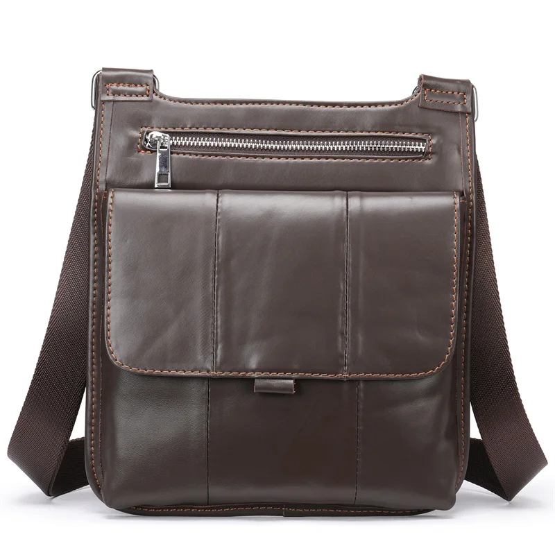 Bolsos de hombro de cuero para hombre, bandoleras cruzadas de estilo informal, a la moda, para uso diario