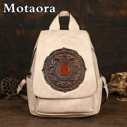 MOTAORA 2024 New Retro Women Bags Designer Leather Luxury Backpack For Woman Large Capacity Bag Women's Stylish Travel Backpacks