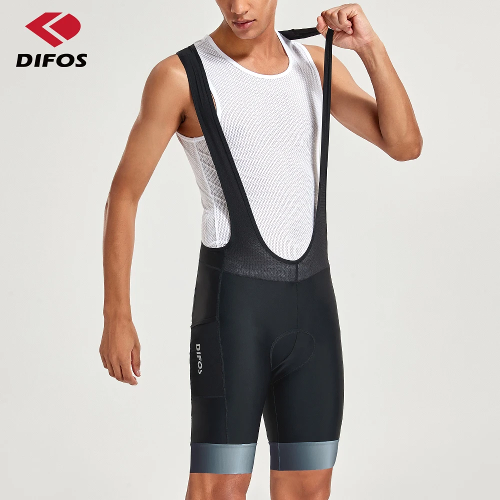 กางเกงปั่นจักรยานแบบมีสายเอี๊ยมสำหรับผู้ชาย Difos ระบายอากาศได้ดีสำหรับฤดูร้อน พร้อมแผ่นรอง 4D กางเกงรัดรูปสำหรับปั่นจักรยานกลางแจ้ง แห้งเร็ว เหมาะสำหรับจักรยานเสือภูเขา/จักรยานถนน กางเกงขาสั้นแบบมีสายเอี๊ยม