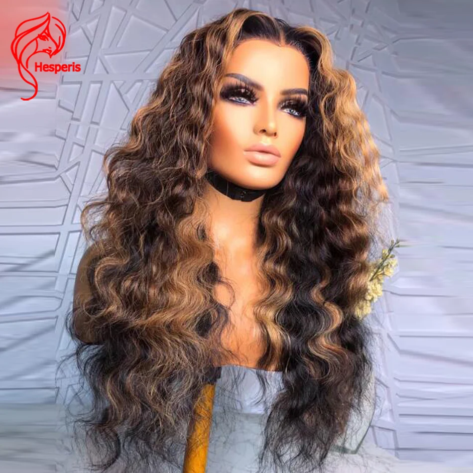 

Hesperis Blonde Highlight Deep Wave 13x6 Lace Front Human Hair Wig Pre Plucked 5.5x4.5 Silk Base Lace Closure Wig For Women