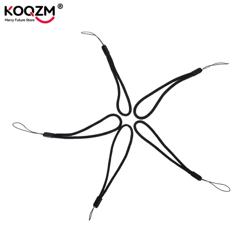 5pcs Nylon Hand Wrist Strap Lanyard For Camera Cell Phone For IPod USB Mp3 Mp4 Camera String Strap Black