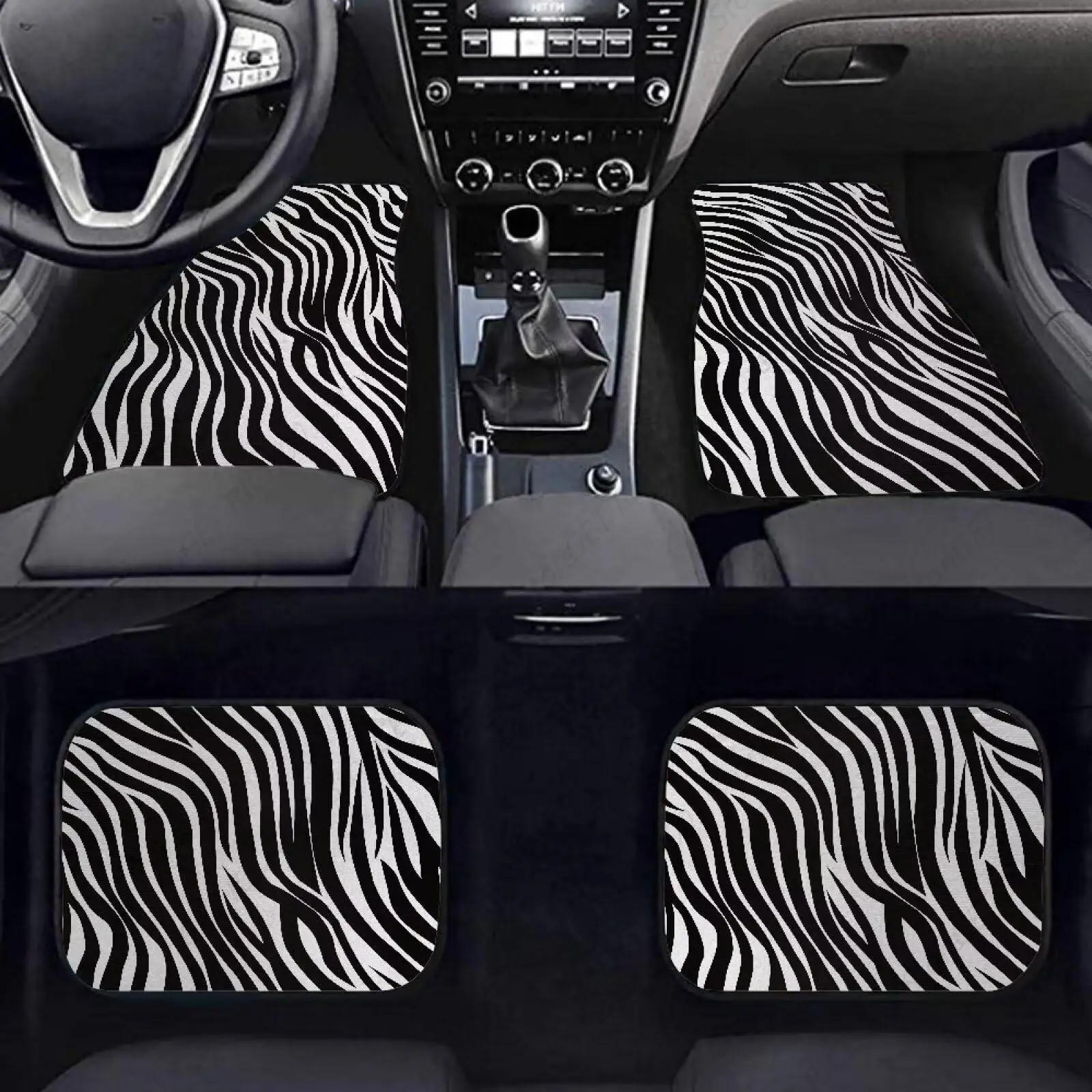 

4-уб. Alfombrillas Para El Suelo L Coche Con Estampado Cebra, Alfombrillas Universales Para Los Pies Автомобили Que Se Adapt