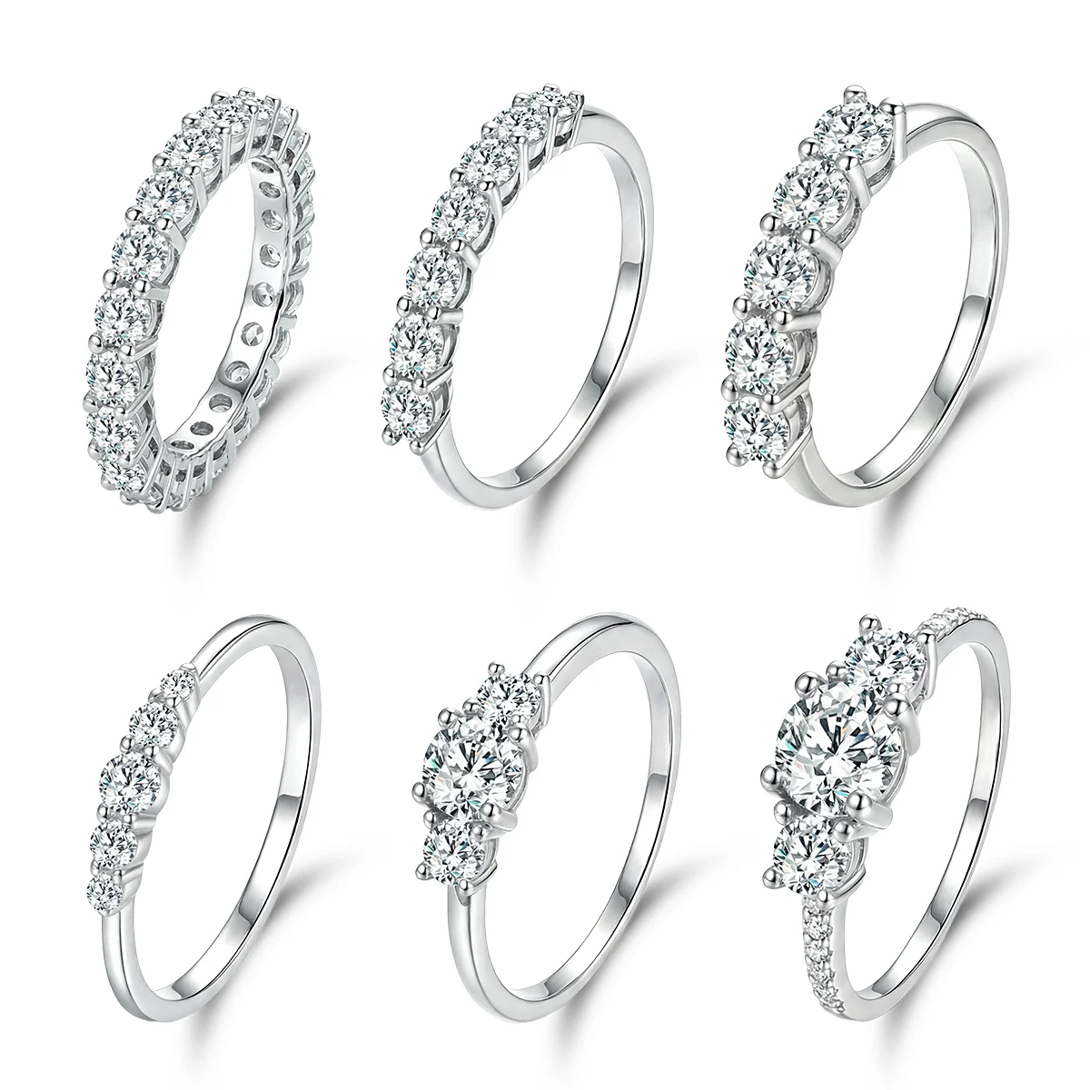 Wunderschöner glänzender runder Zirkon-Ring aus 925er-Sterlingsilber für Frauen, Verlobung, Hochzeit, Party, luxuriöser, modischer, hochwertiger edler Schmuck