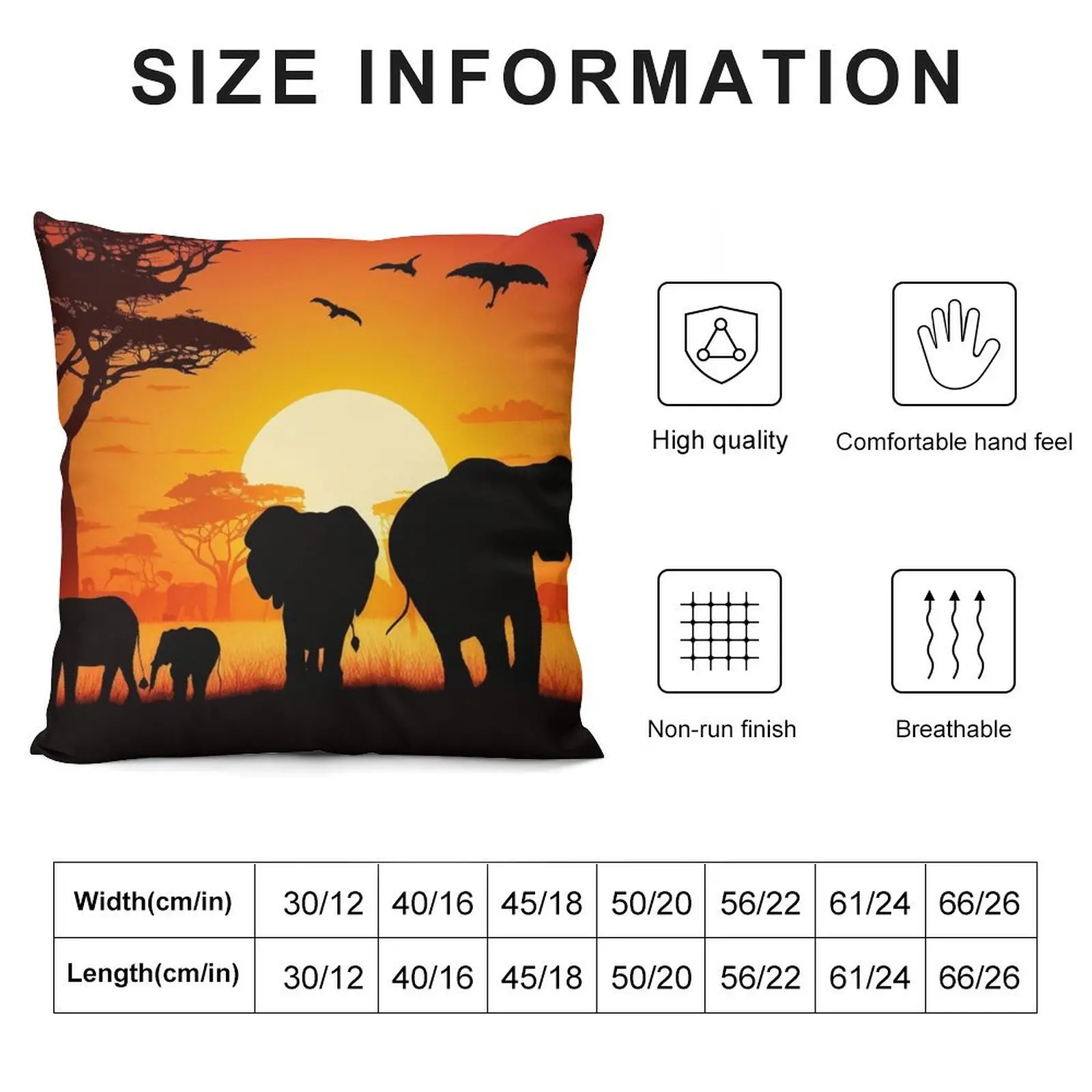 Wild Animals on African Savanna Sunset Throw Pillow Cushion Cover Decorative Sofa Cushion pillow