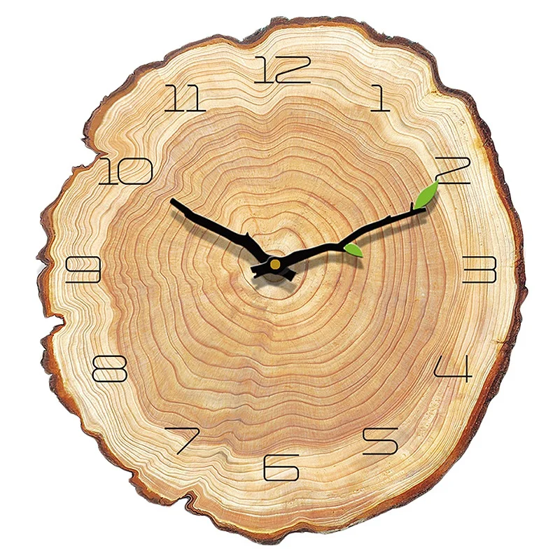 Wall Clock, 12 Inch Wooden Wall Clock Creative Irregular Decorative Silent Clock for Room Living Room Indoor