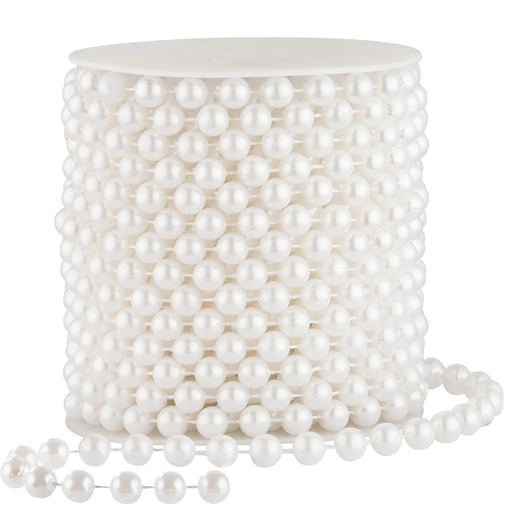 5 Yards Garland Beads String Imitation Pearls Chain Craft Pearl Beads Fishing Line for DIY Flower Wedding Event Party Decoration