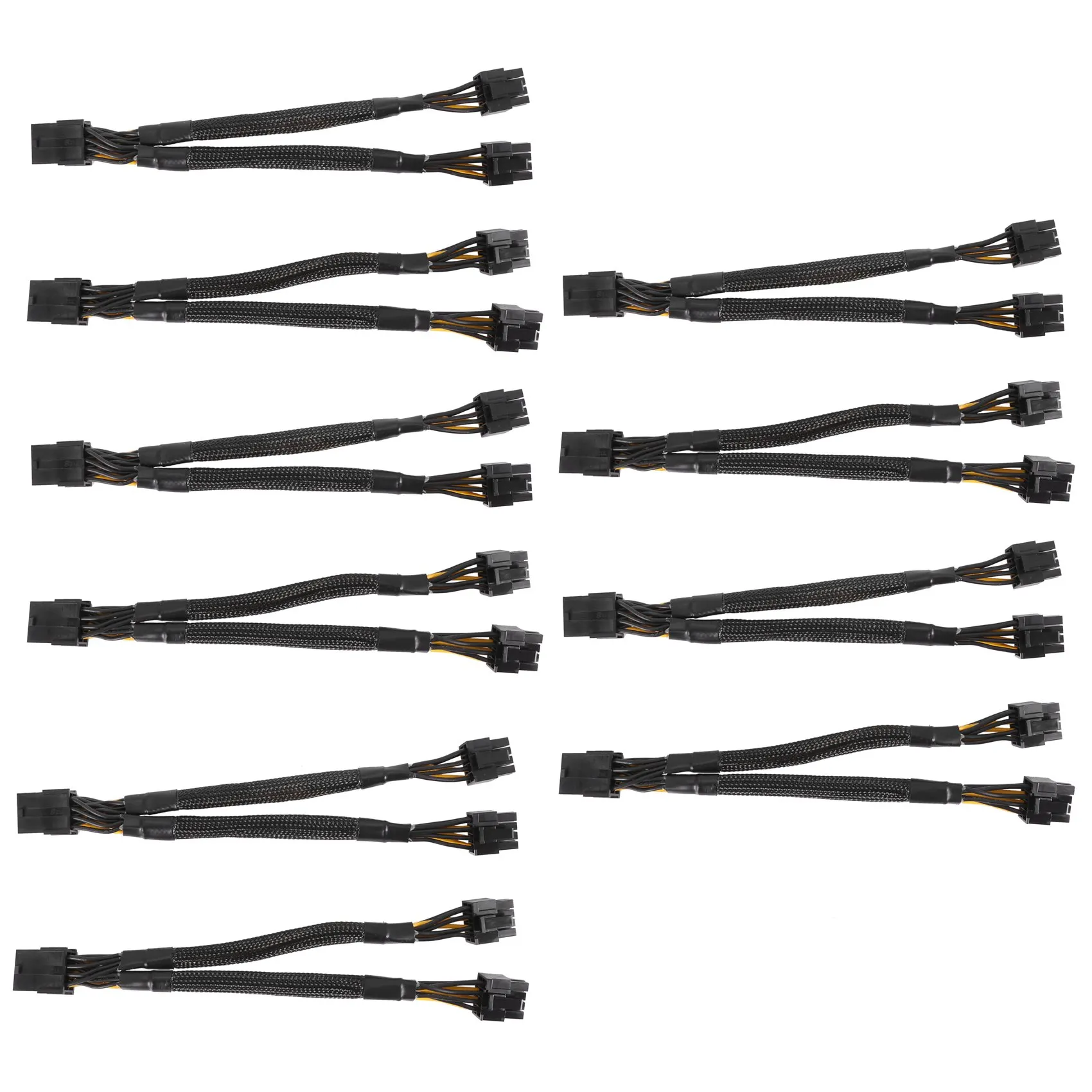 T35C 10PCSGPU Pcie 8 Pin Female Ke Dual 2X 8 Pin (6+2) Male PCI Express Power Adapter Braided Y-Splitter Extension Cable,20Cm