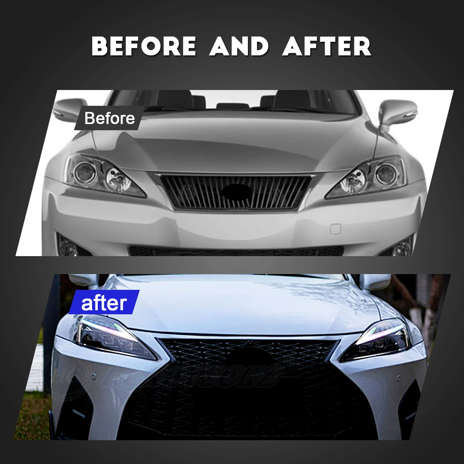 HCMOTIONZ LED Headlights for Lexus IS350 2006-2013 IS250 IS350C ISF 220d RGB Car Front Lamps Start UP Animation Sequential Light