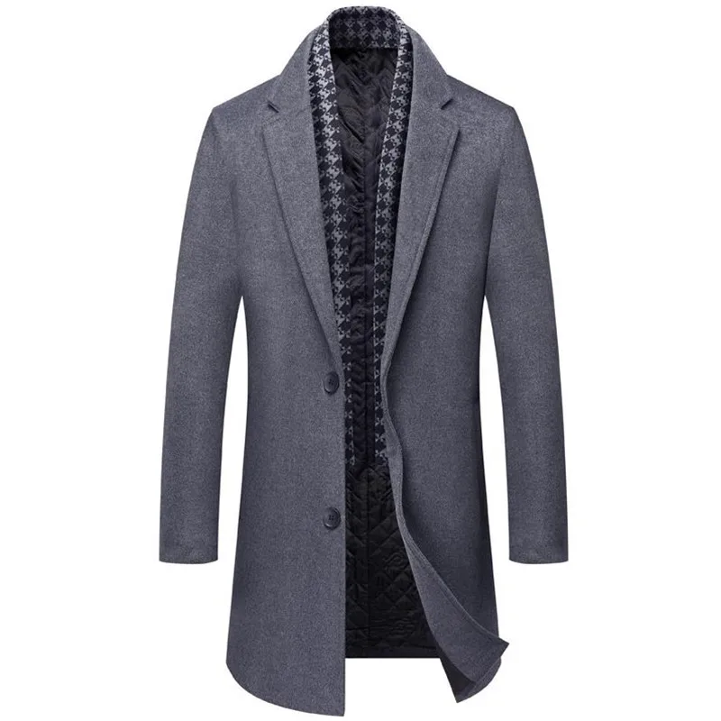 

Autumn Winter Men's Wool Jacket Autumn Mens Long Windproof Wool Coat Business Casual Thick Slim Jacket Male