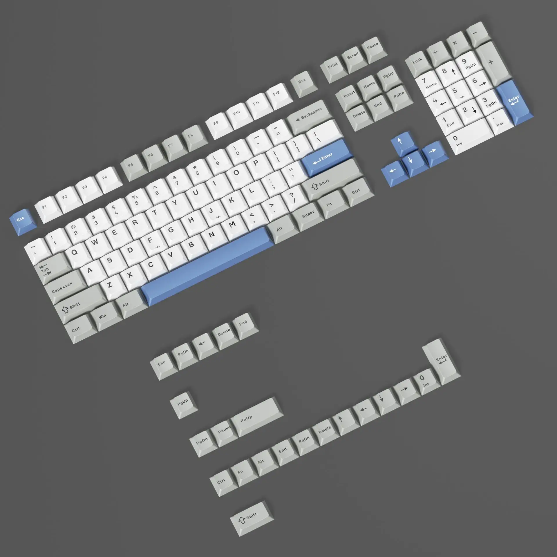 128 مفتاحًا أبيض رمادي مزدوج النار PBT أغطية مفاتيح الكرز الشخصي لوحة المفاتيح أغطية المفاتيح لمفاتيح Gateron MX لوحة المفاتيح الميكانيكية #2
