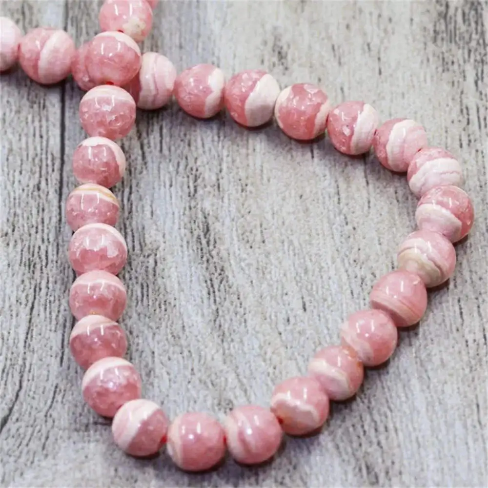 Noble Natural Rhodochrosite beads 3/4/5/6/7 MM Round Argentina Smooth Rhodonite Stone Rose Pink Dialogite Charm Bead DIY Jewelry